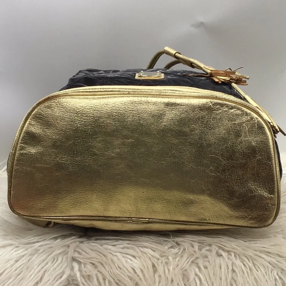 Dooney & Burke Quilted Black Gold Backpack - Picture 7 of 16